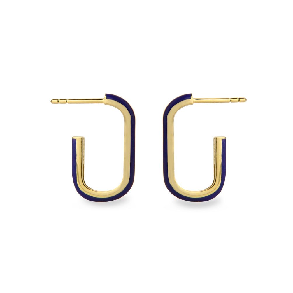 Jeberg Jewellery Creolen Oval Enamel Blue Hoops, vergoldet
