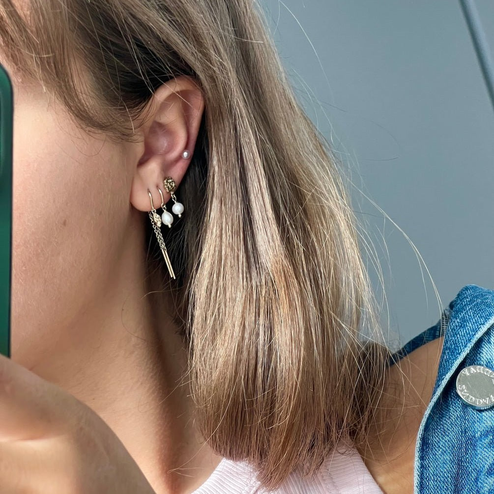 Jeberg Jewellery Ohrringe Baroque Baby Pearl Chain, vergoldet