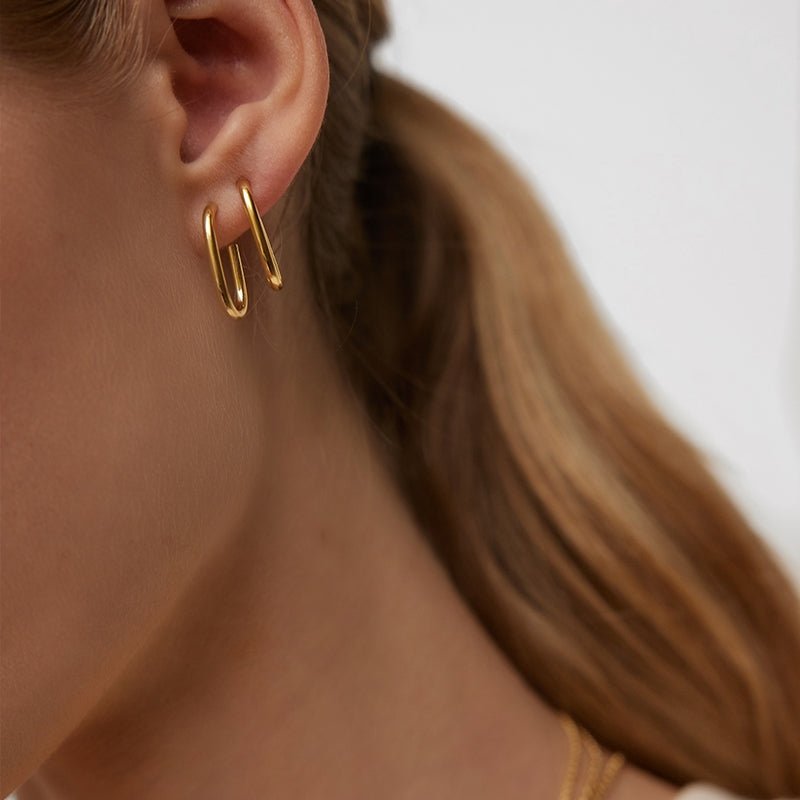 Jeberg Jewellery Ohrringe Oval Hoop, vergoldet