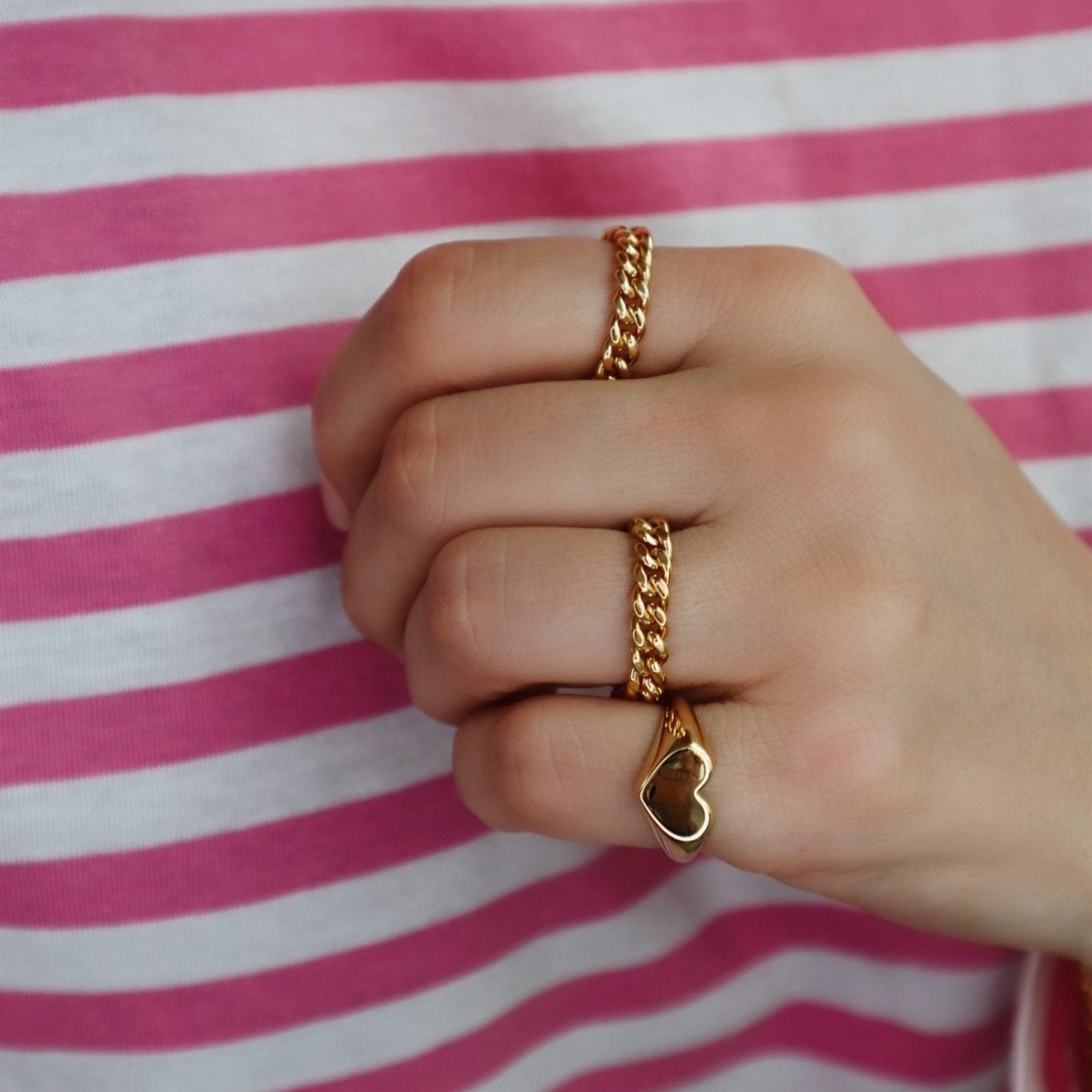 Jeberg Jewellery Ring Chain 5 mm Panzer, vergoldet