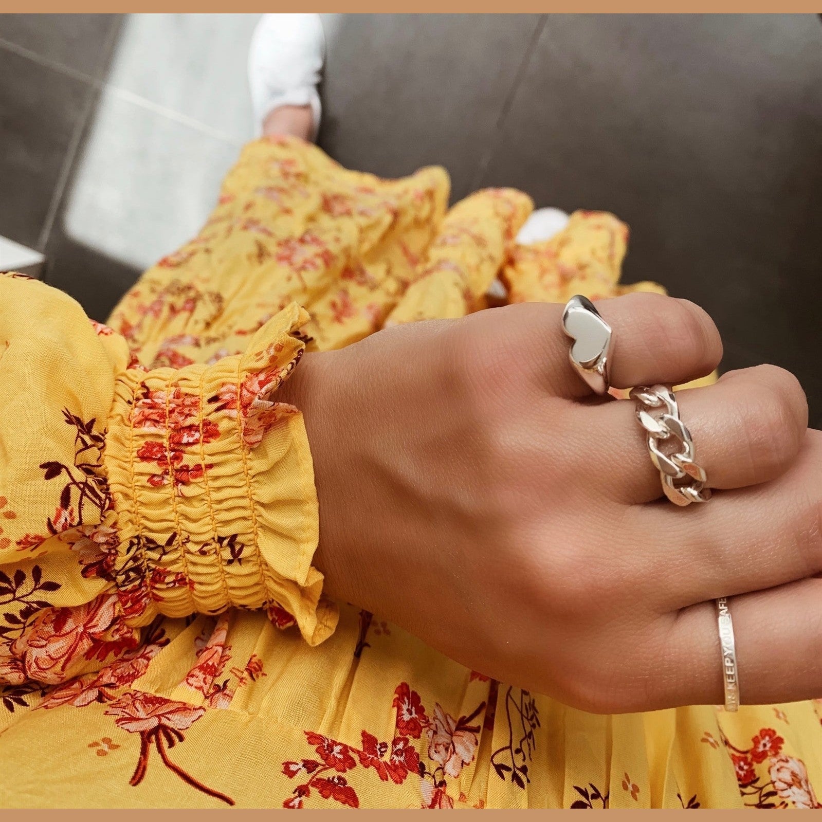 Jeberg Jewellery Ring Chain 8 mm Panzer, Silber