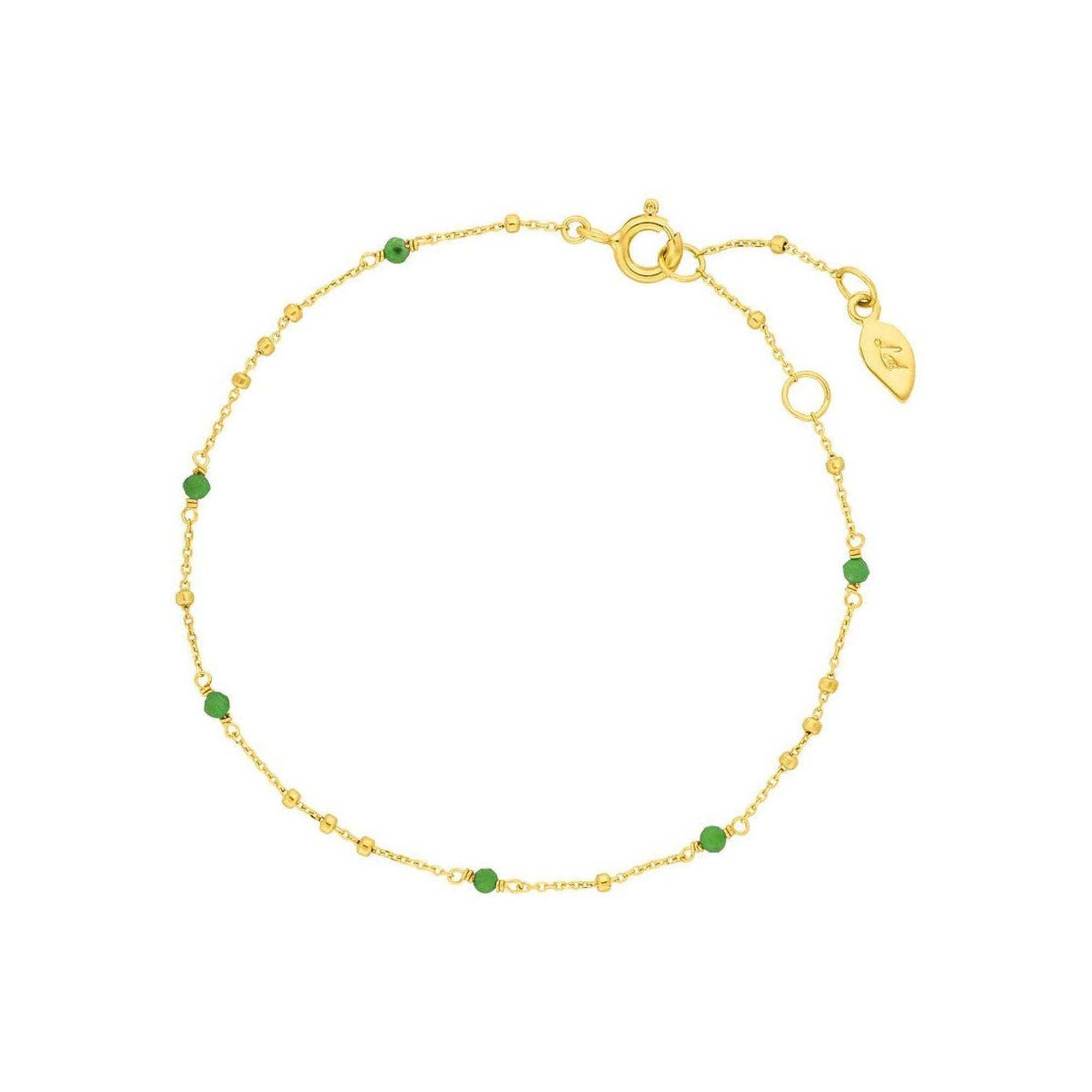 Leaf Armband Flying Gems, grüner Achat, vergoldet