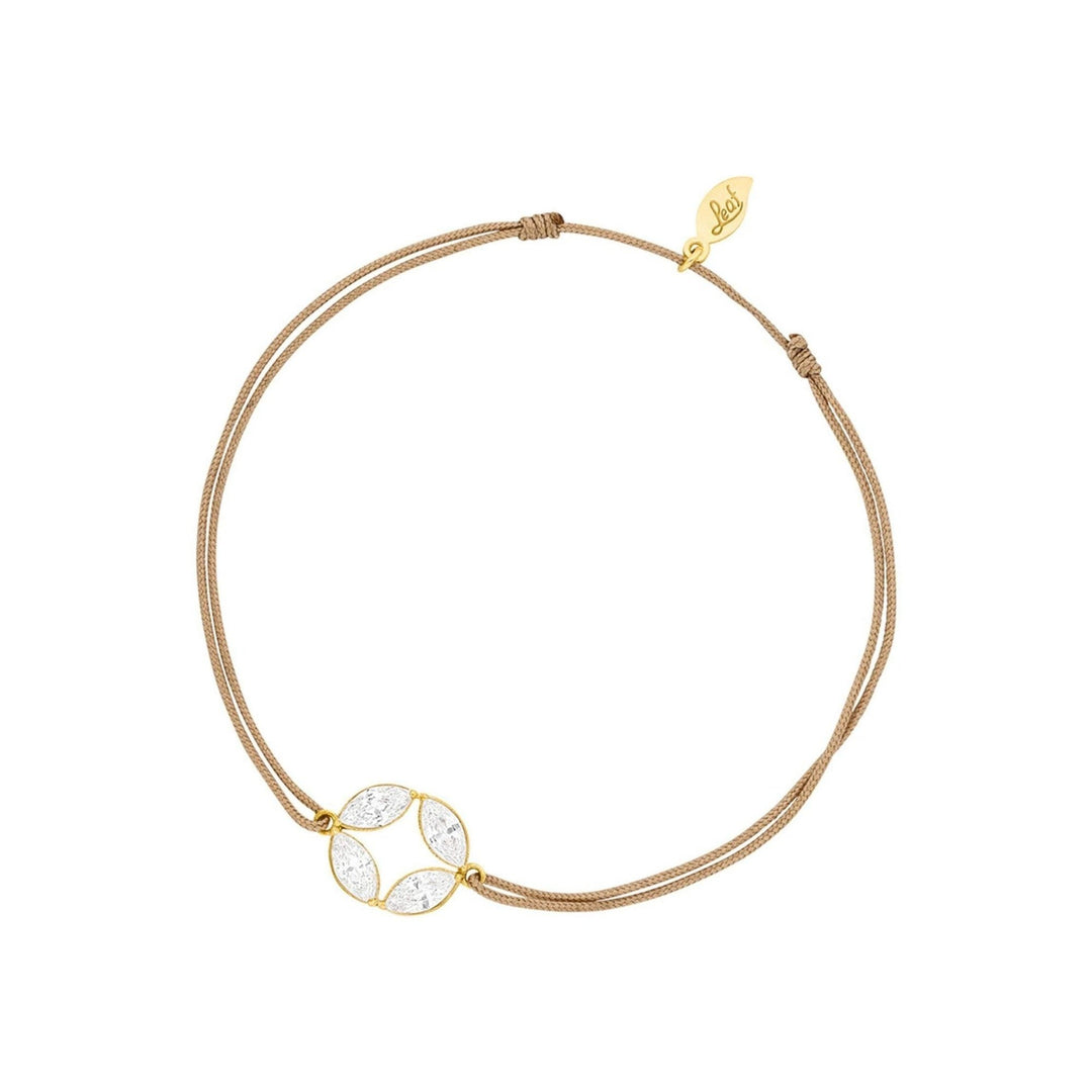 Leaf Armband Round Flower, beige, vergoldet