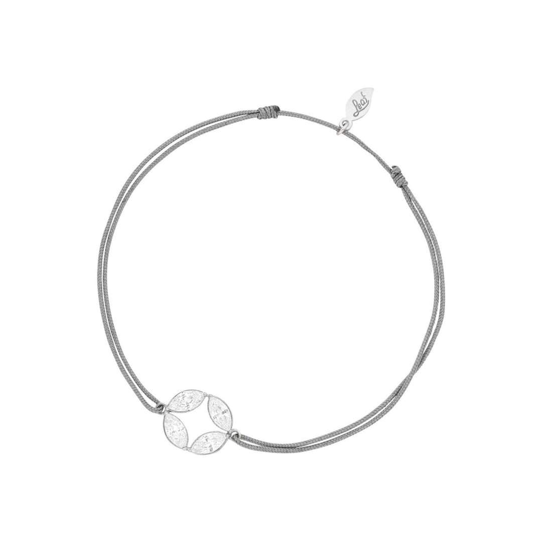 Leaf Armband Round Flower, grau, Silber