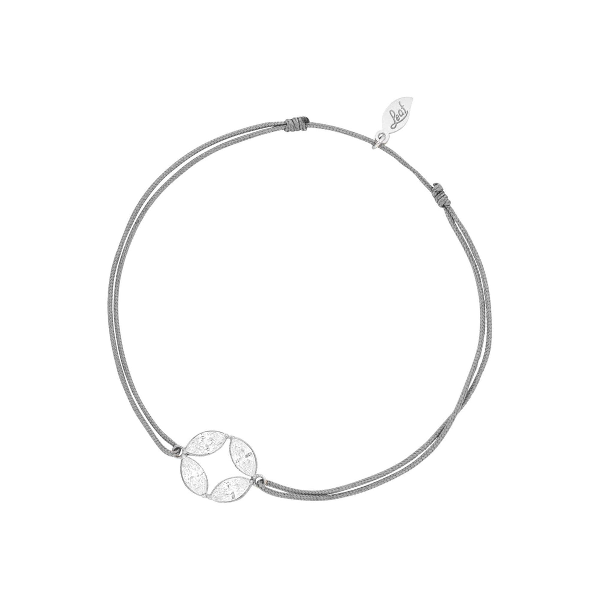 Leaf Armband Round Flower, grau, Silber