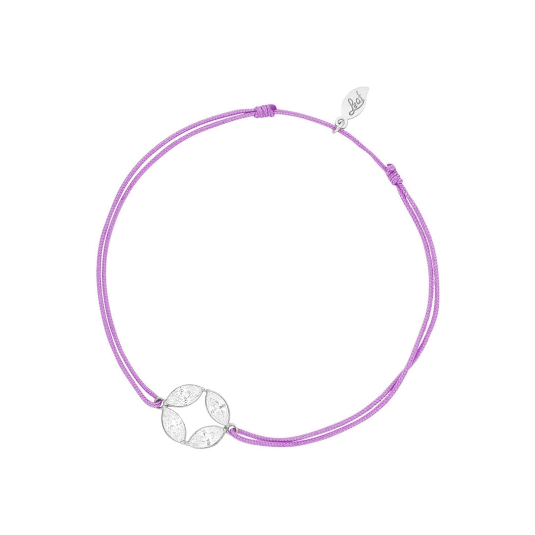 Leaf Armband Round Flower, violett, Silber