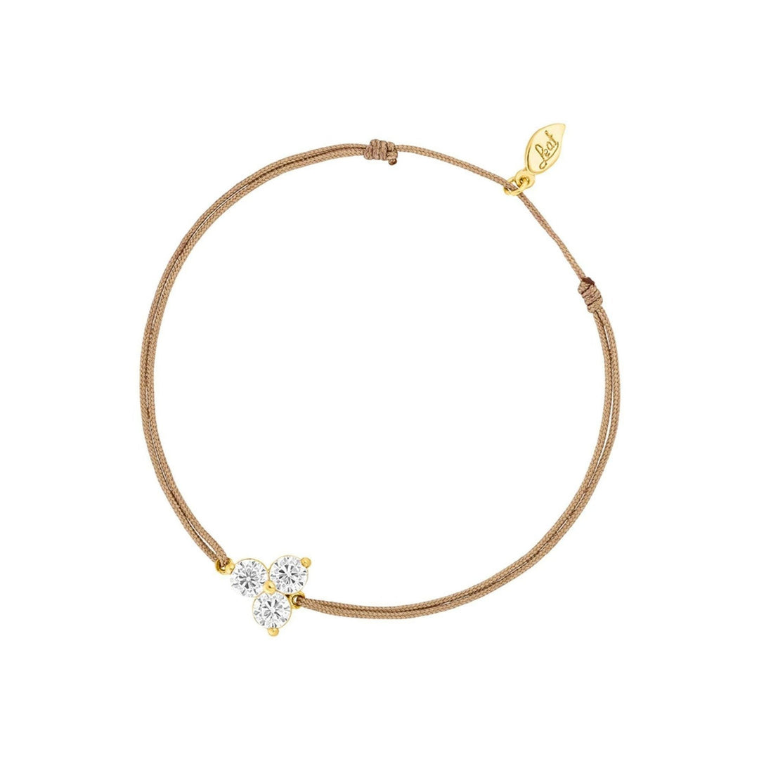 Leaf Armband Triple Zirkonia, beige, vergoldet