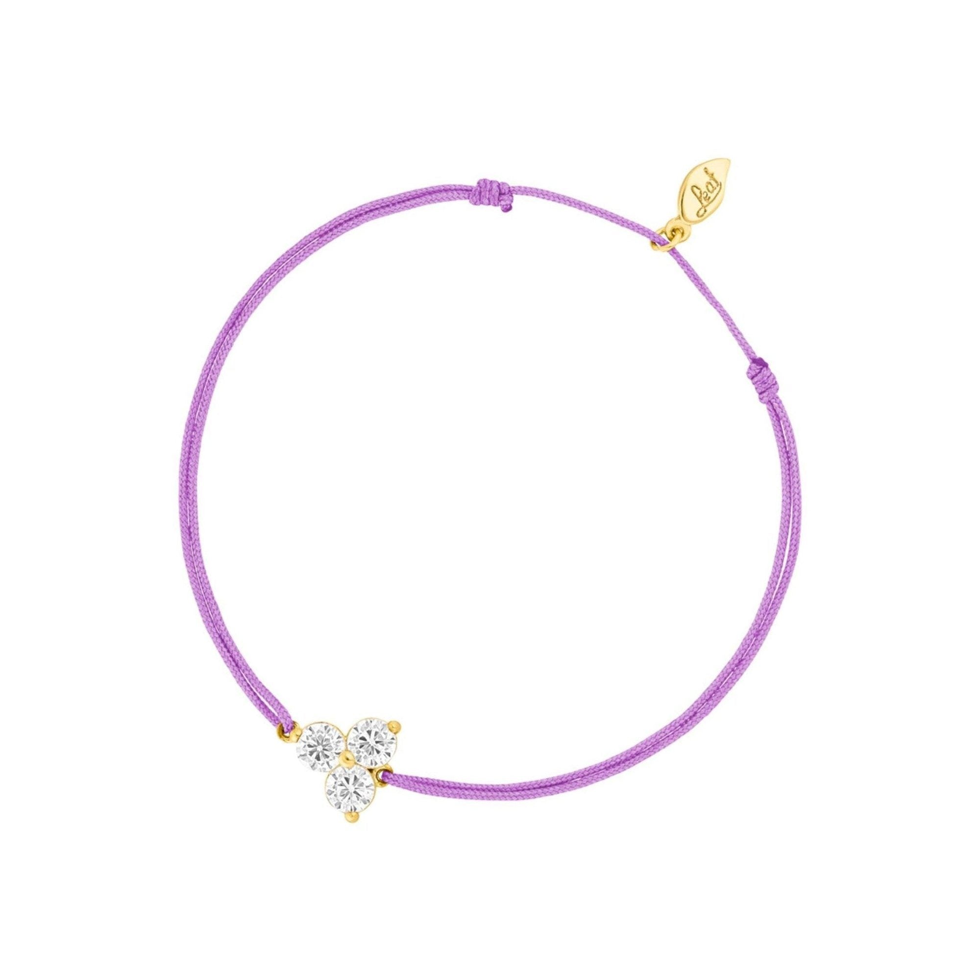 Leaf Armband Triple Zirkonia, violett, vergoldet