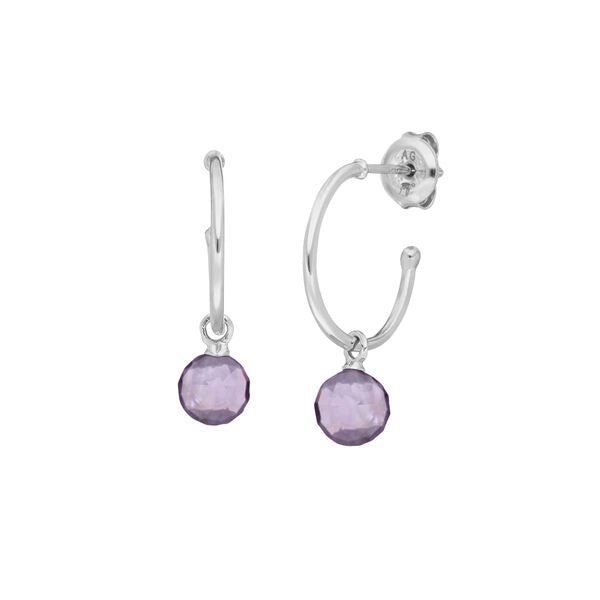 Leaf Creolen Flying Gem, Amethyst, Silber