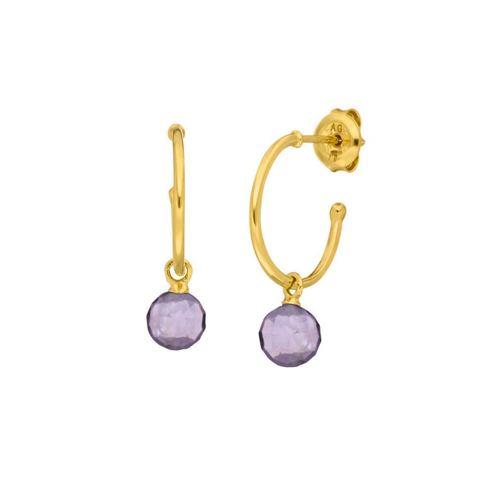 Leaf Creolen Flying Gem, Amethyst, vergoldet