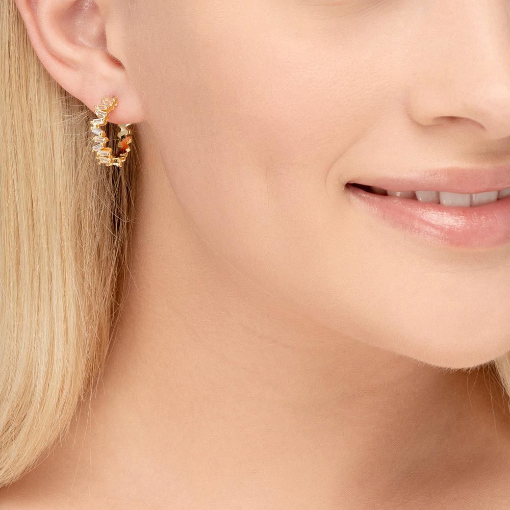 Leaf Creolen Ice Cube mit Zirkonia, vergoldet