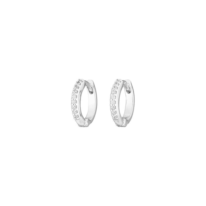 Leaf Creolen Mini mit Zirkonia, Silber