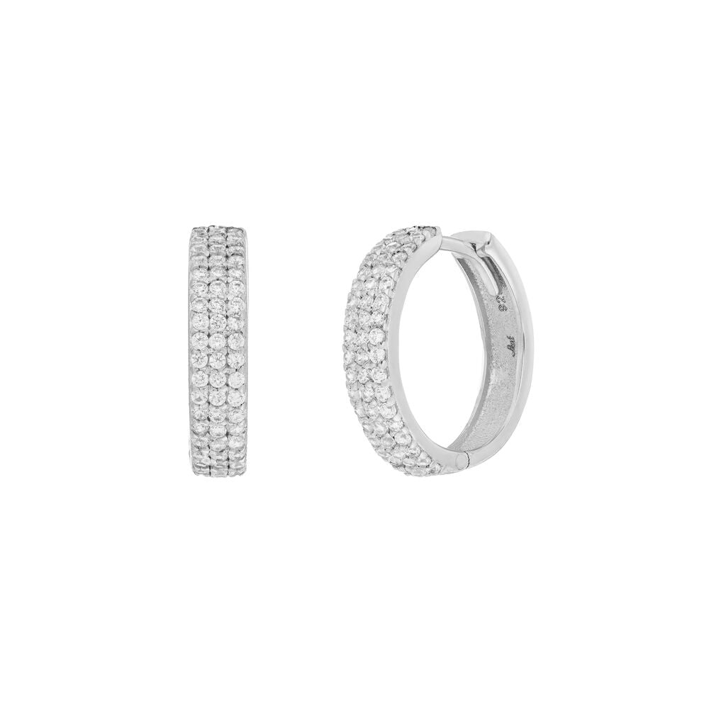 Leaf Creolen Shiny mit Zirkonia, Silber