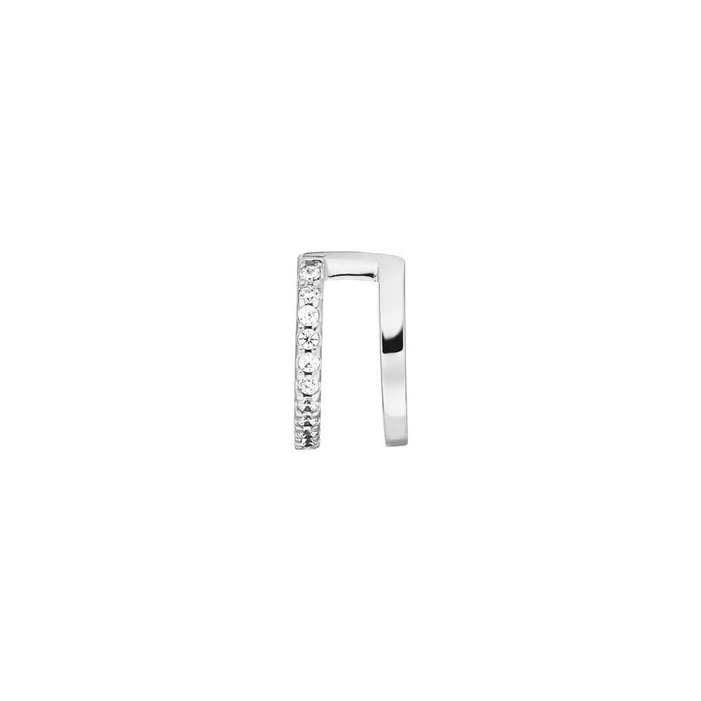 Leaf Earcuff Double Line Zirkonia, Silber
