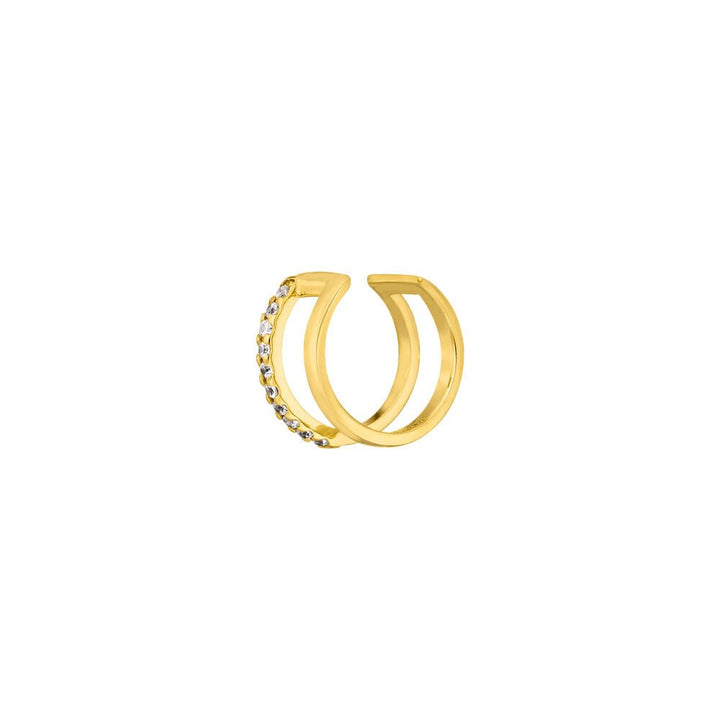 Leaf Earcuff Double Line Zirkonia, vergoldet