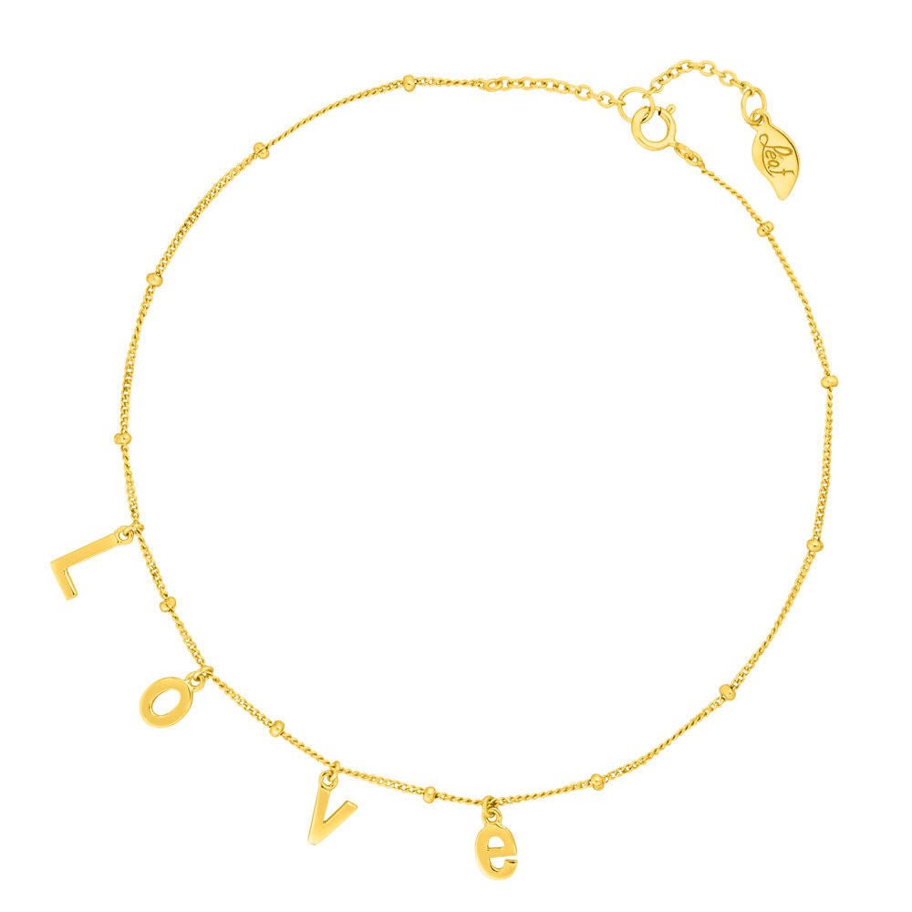 Leaf Fußkette Love, vergoldet