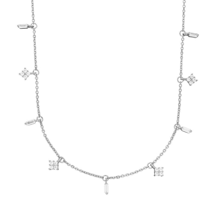 Leaf Kette Choker Crystal, Silber