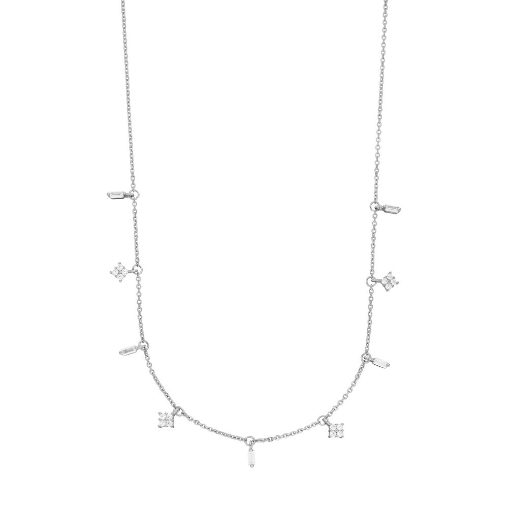 Leaf Kette Choker Crystal, Silber