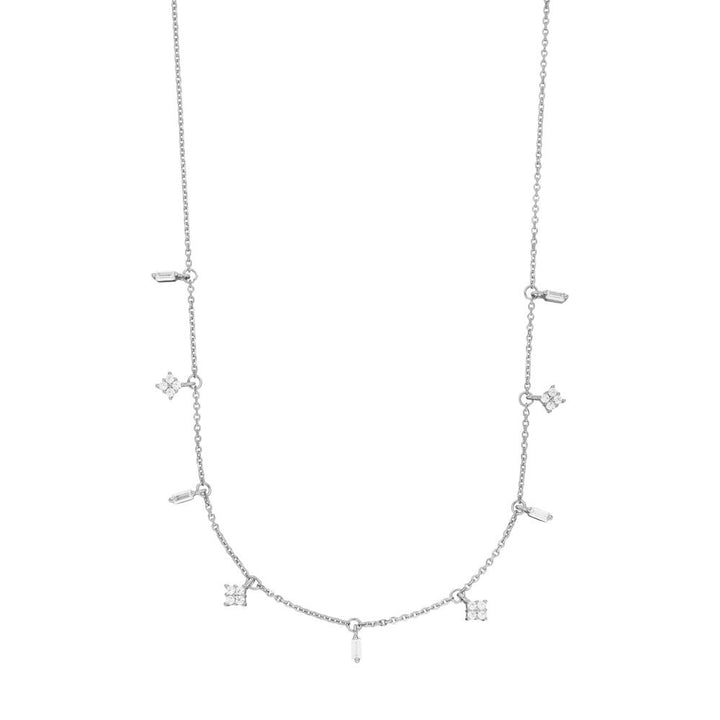 Leaf Kette Choker Crystal, Silber