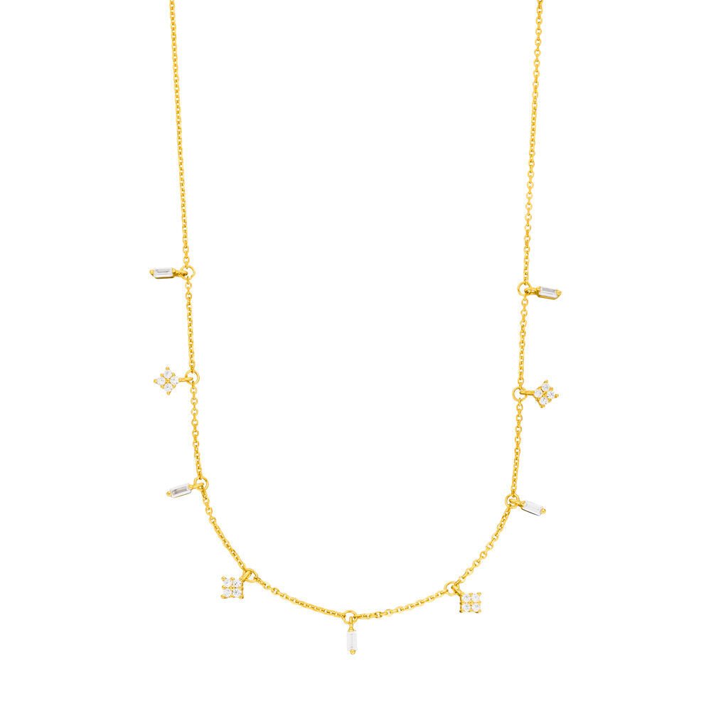 Leaf Kette Choker Crystal, vergoldet