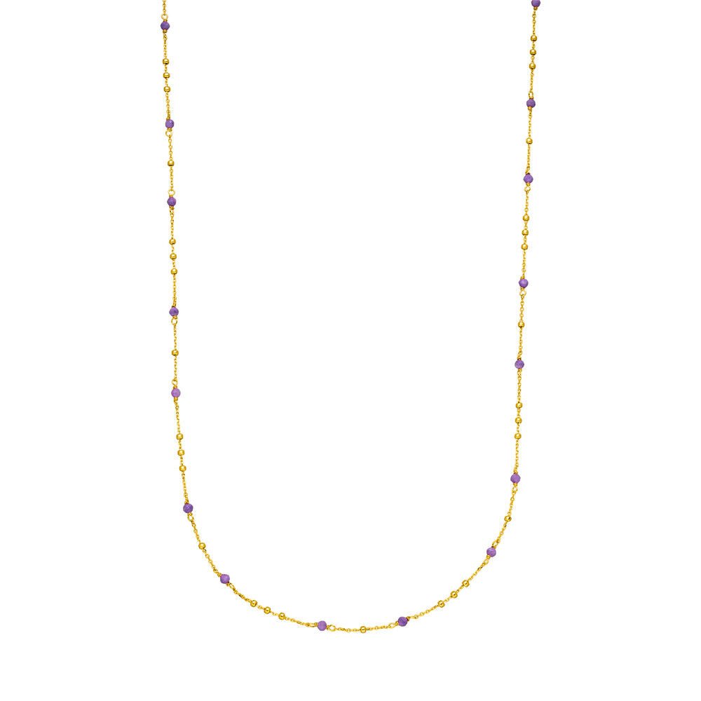 Leaf Kette Flying Gems, Amethyst, lang, vergoldet