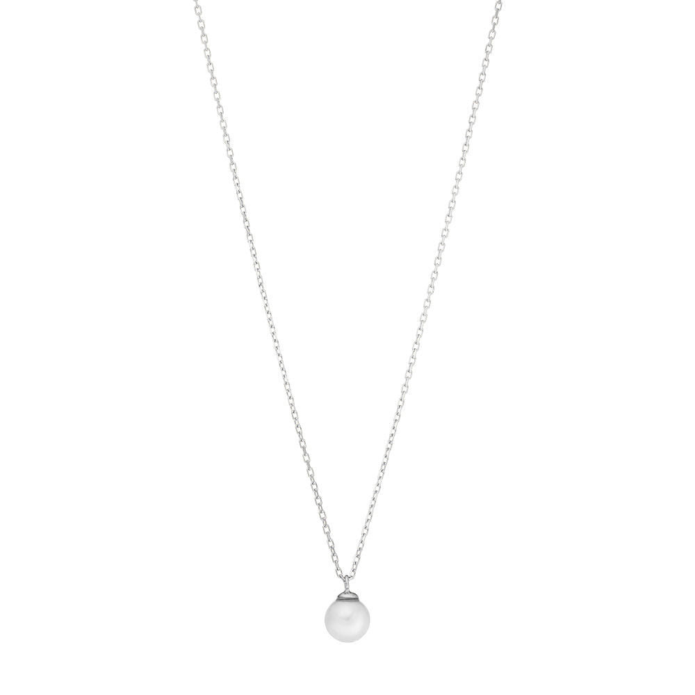 Leaf Kette Rain Drop, Perle einzeln, Silber