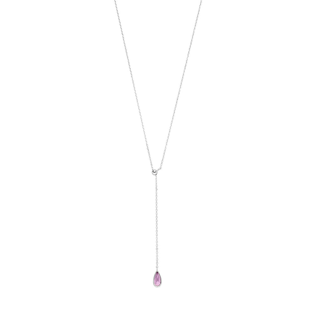 Leaf Kette Y-Gem Drop, Amethyst, Silber