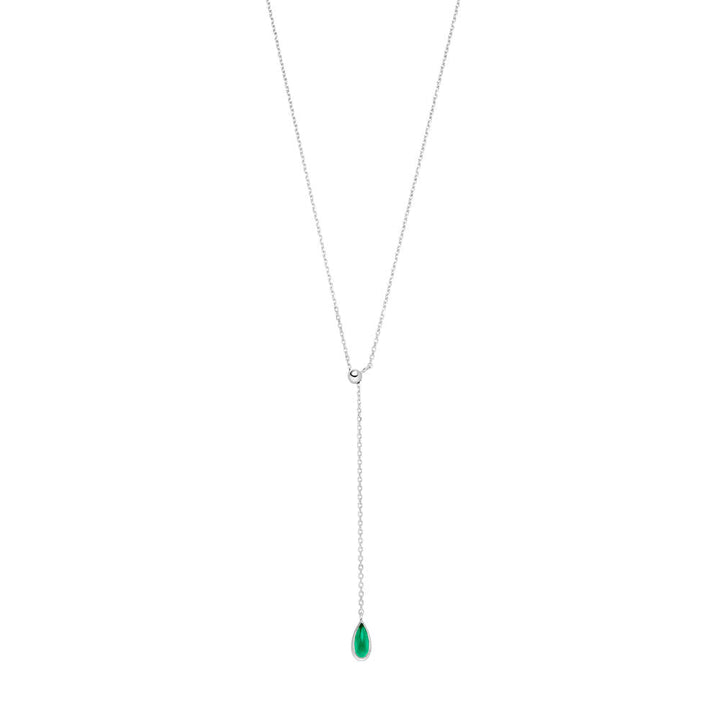 Leaf Kette Y-Gem Drop, grüner Achat, Silber