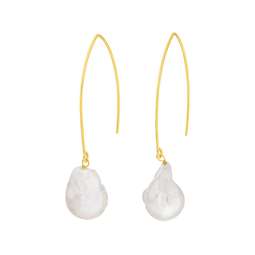 Leaf Ohrringe Barockperle, vergoldet