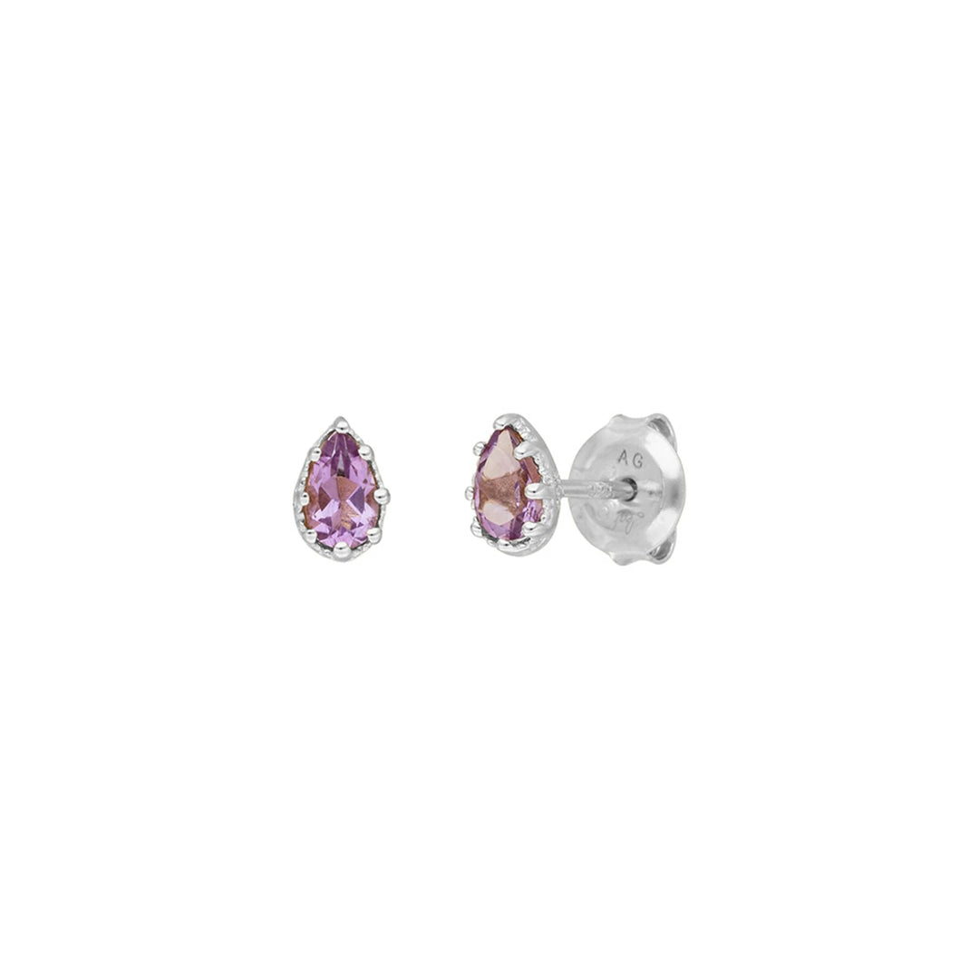 Leaf Ohrstecker Drop, Amethyst, Silber