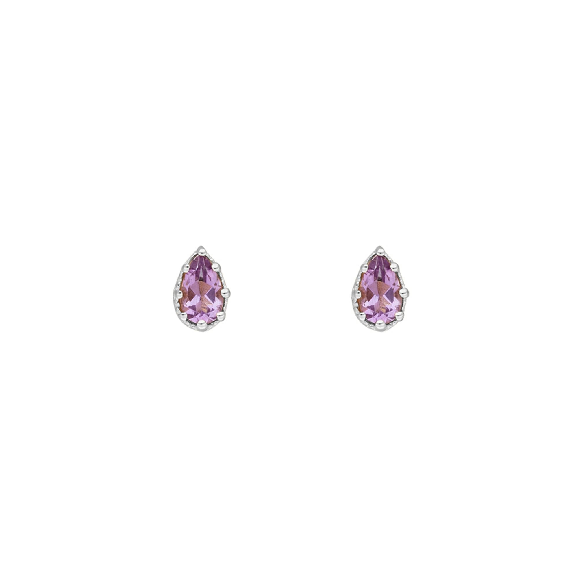 Leaf Ohrstecker Drop, Amethyst, Silber