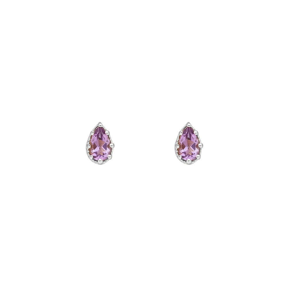 Leaf Ohrstecker Drop, Amethyst, Silber