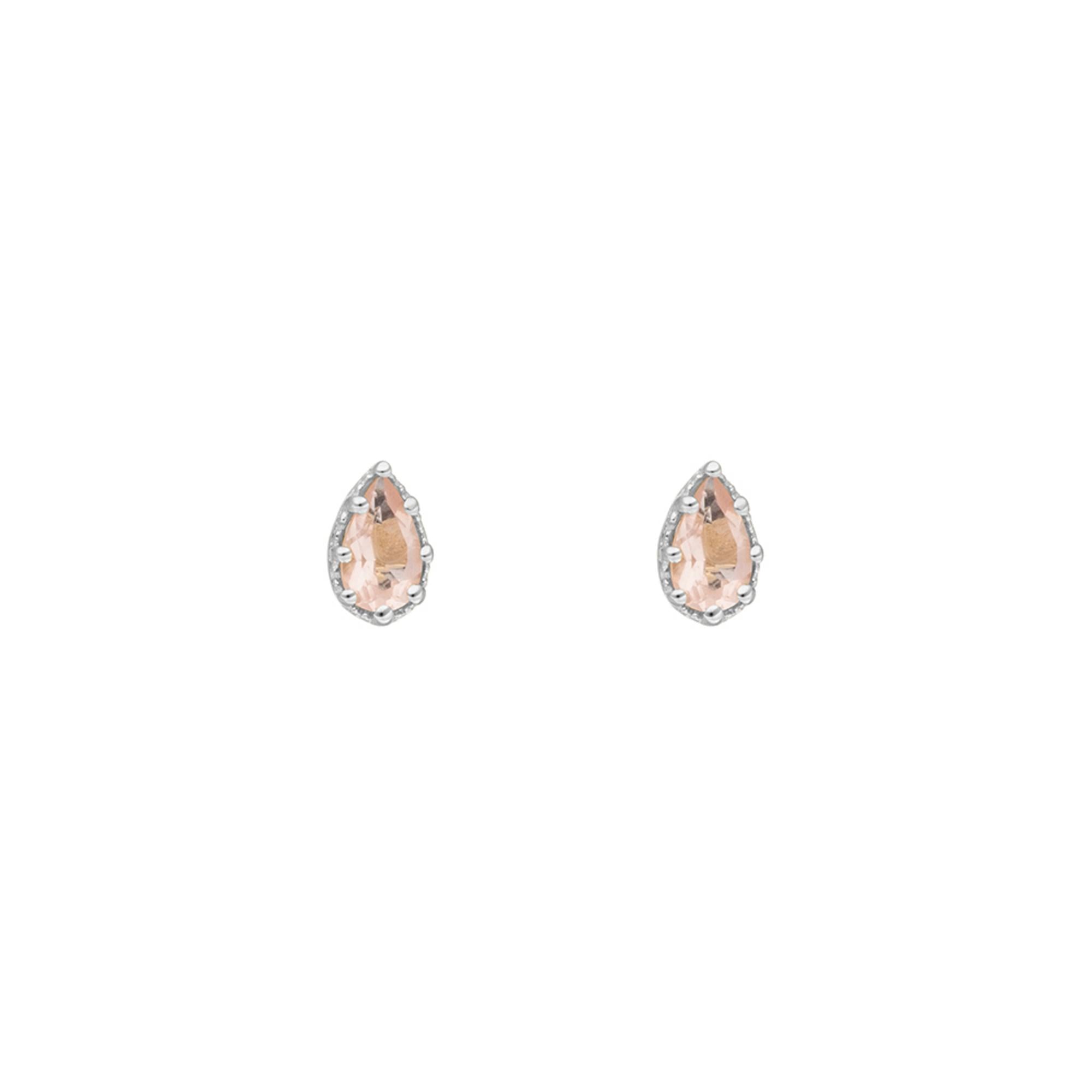 Leaf Ohrstecker Drop, Rosenquarz, Silber