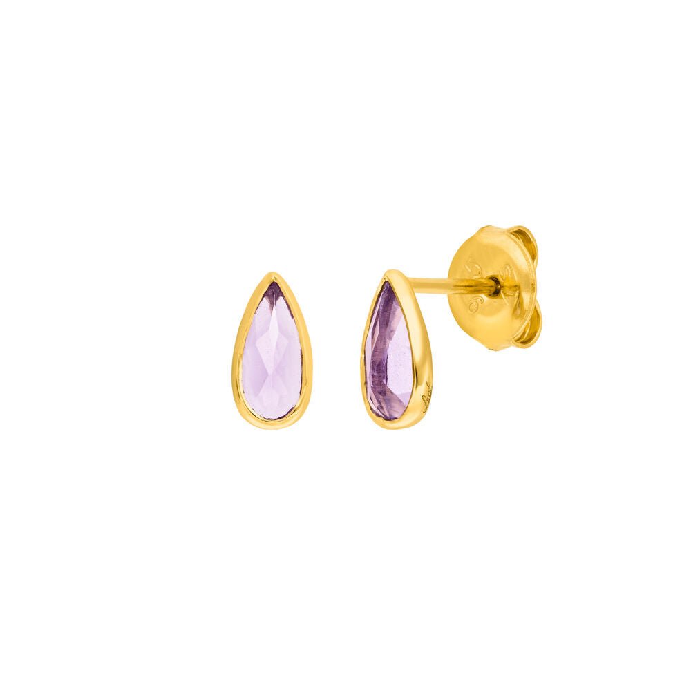 Leaf Ohrstecker Gem Drop, Amethyst, vergoldet