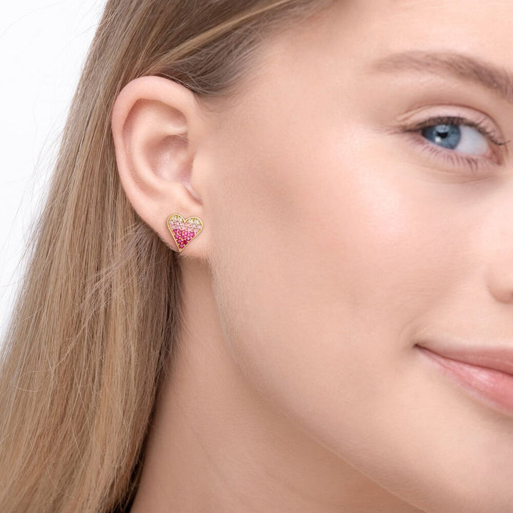 Leaf Ohrstecker Pink Valentine, vergoldet