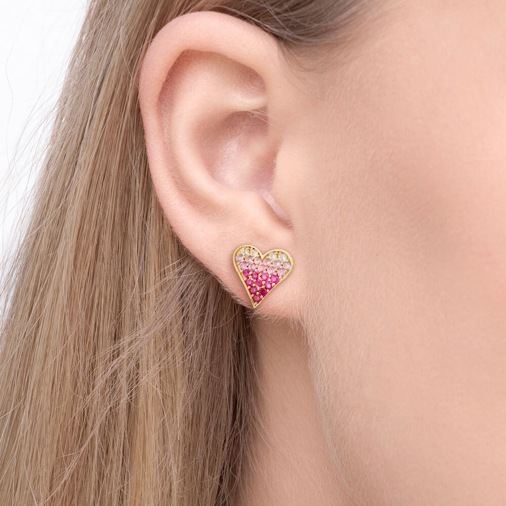 Leaf Ohrstecker Pink Valentine, vergoldet