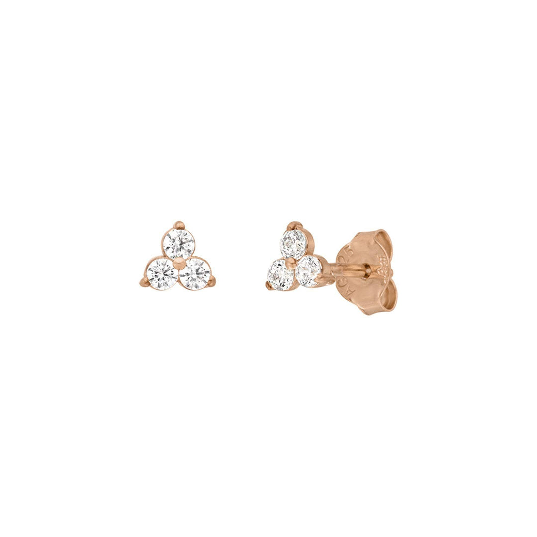 Leaf Ohrstecker Triple Zirkonia, rose vergoldet