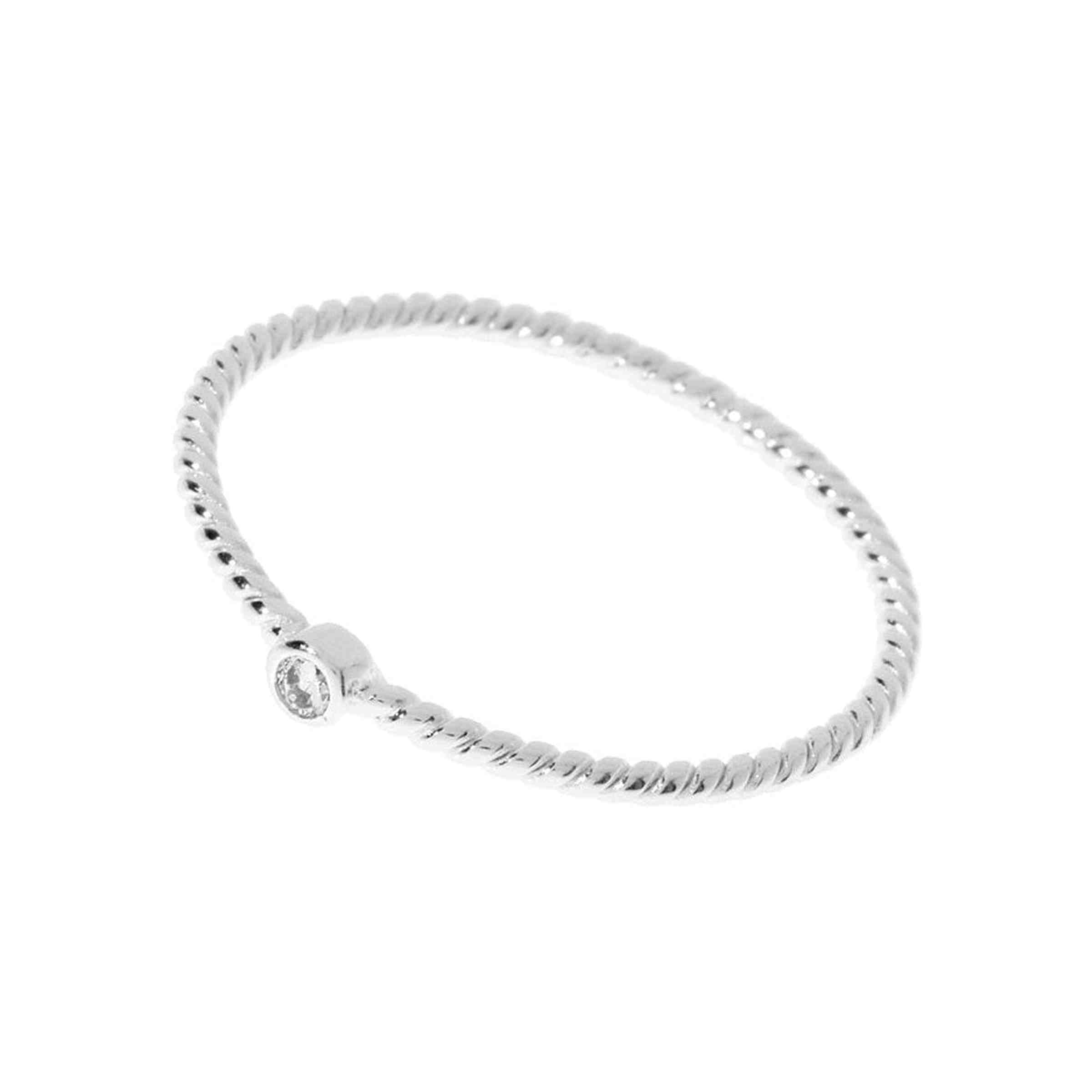 Leaf Ring 1 Zirkonia, Silber