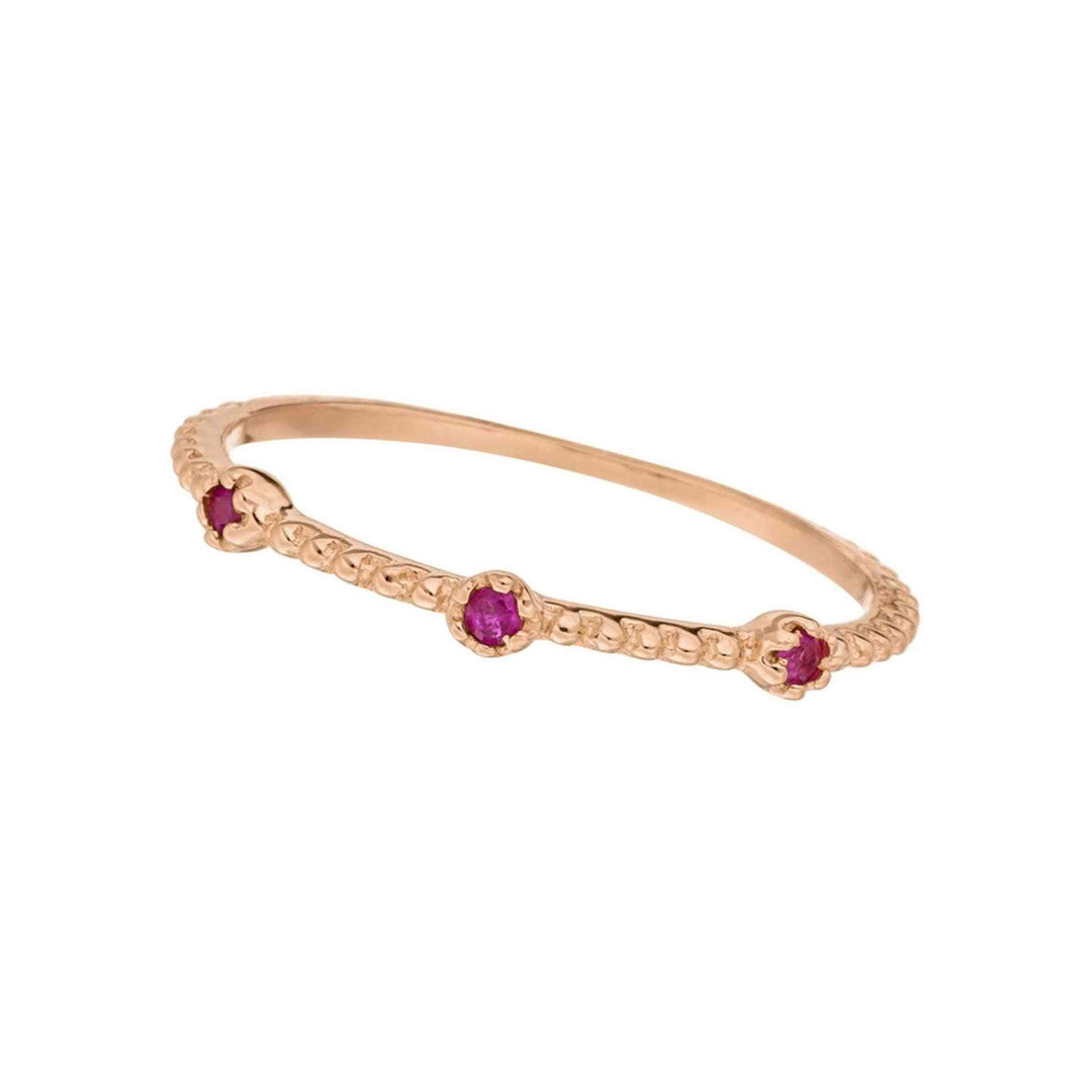 Leaf Ring Gorgeous, Rubin, rose vergoldet