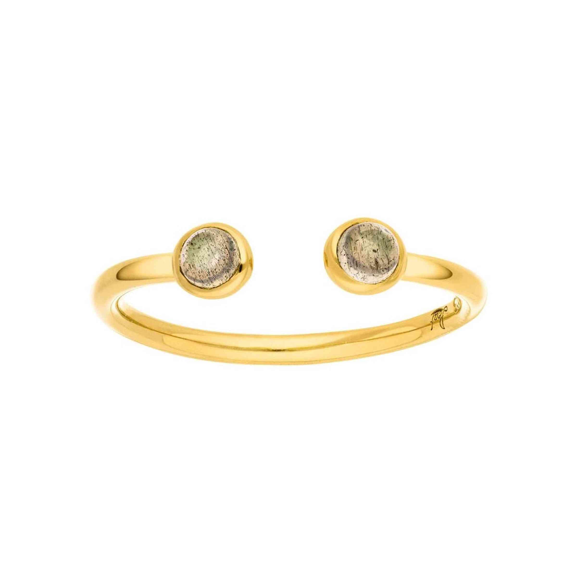 Leaf Ring Open Labradorit, vergoldet