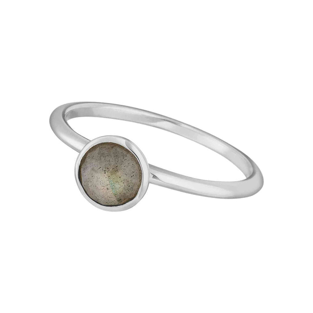 Leaf Ring Stacking Labradorit, 6 mm, Silber