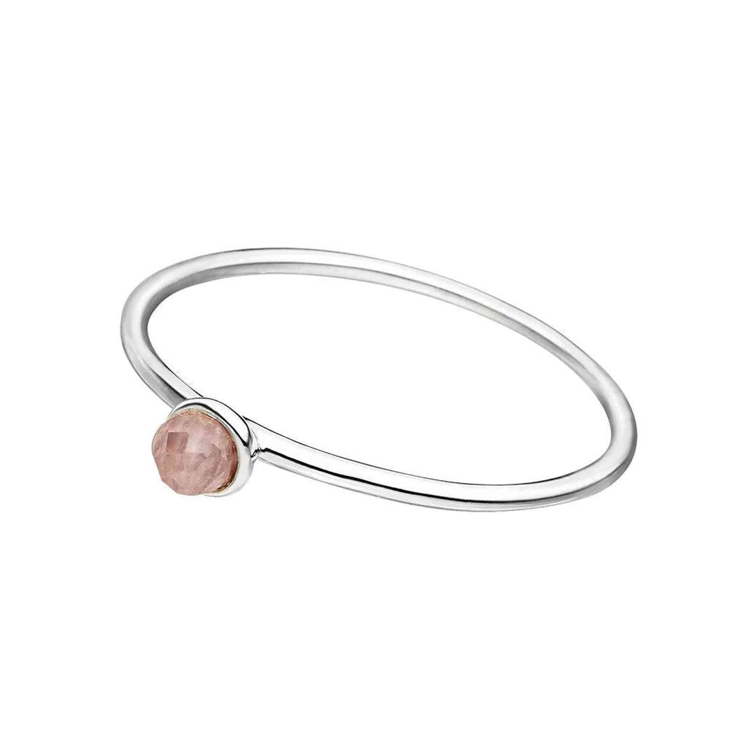 Leaf Ring Stacking Rosenquarz, 3 mm, Silber