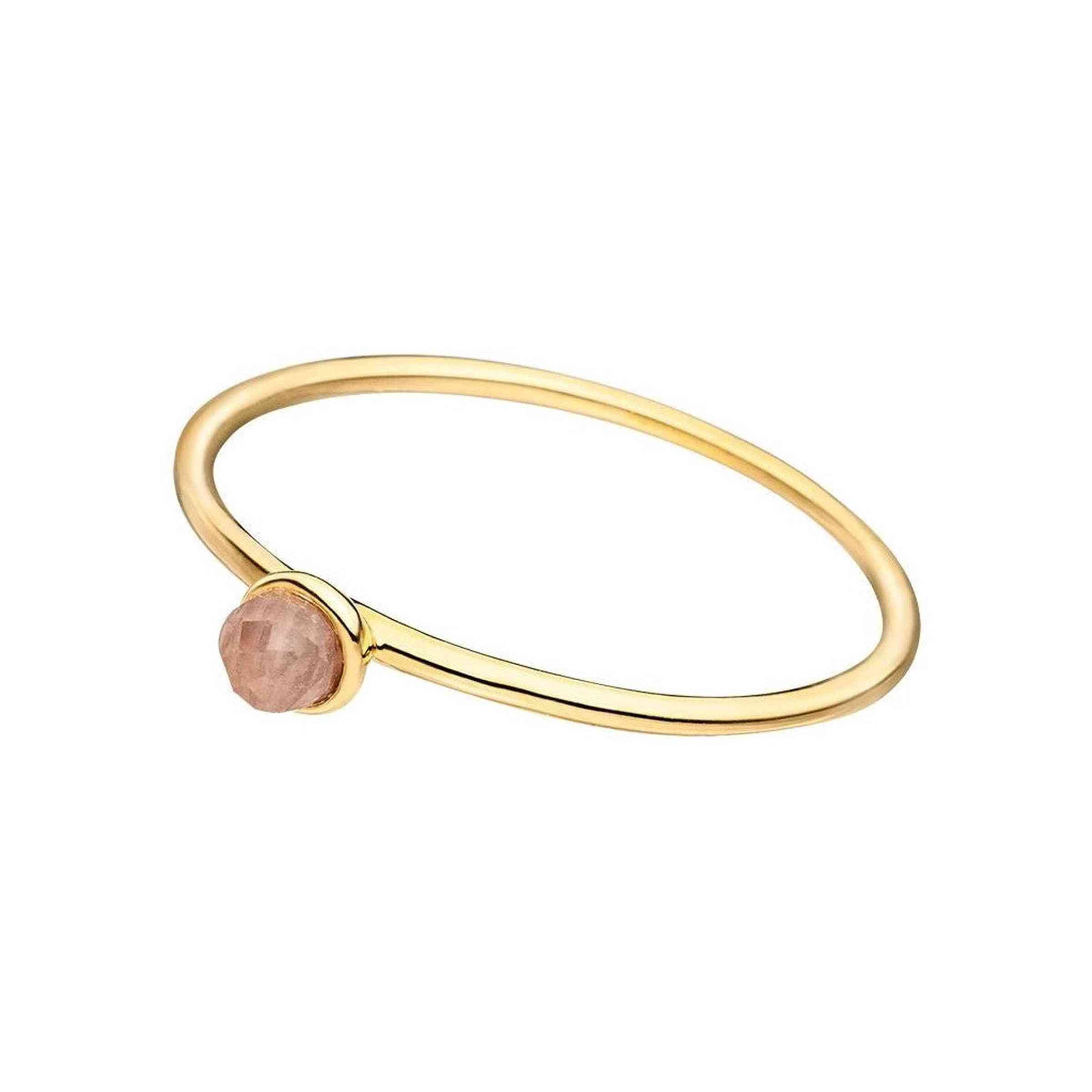 Leaf Ring Stacking Rosenquarz, 3 mm, vergoldet