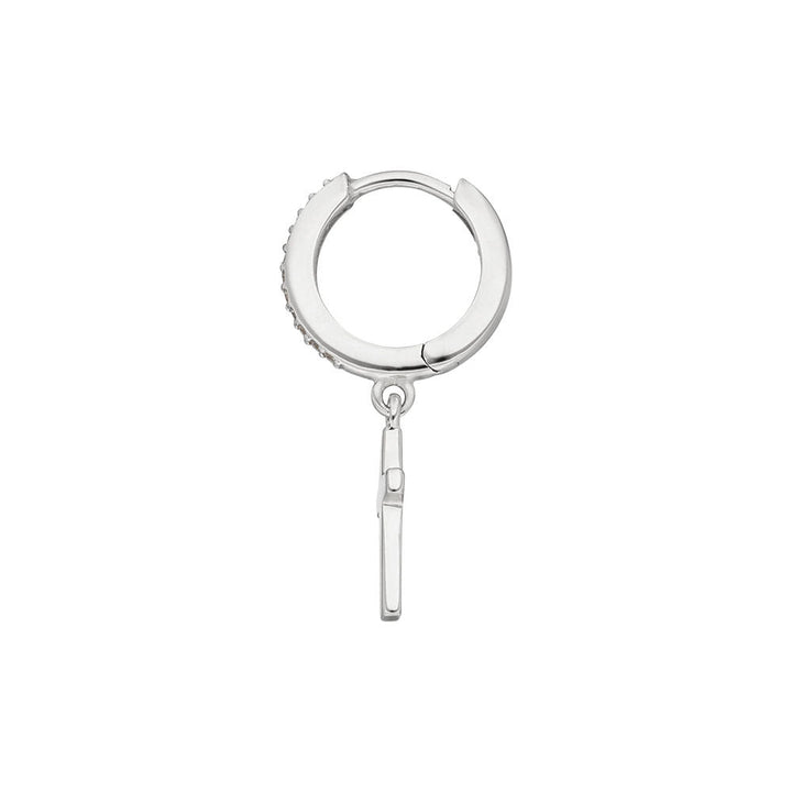 Leaf Single Creole Cross mit Zirkonia, Silber