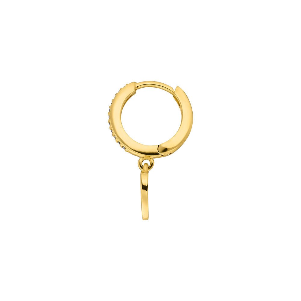 Leaf Single Creole Heart mit Zirkonia, vergoldet