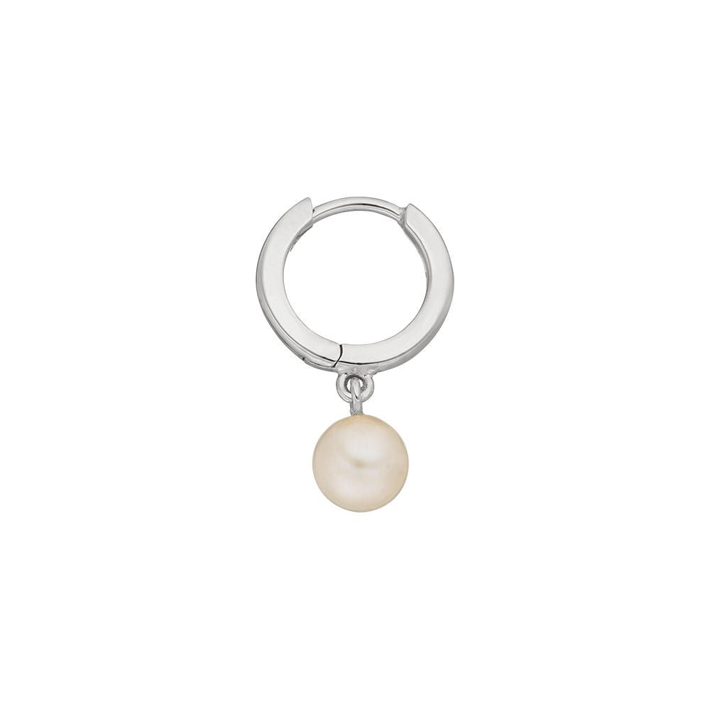 Leaf Single Creole Pearl, Silber