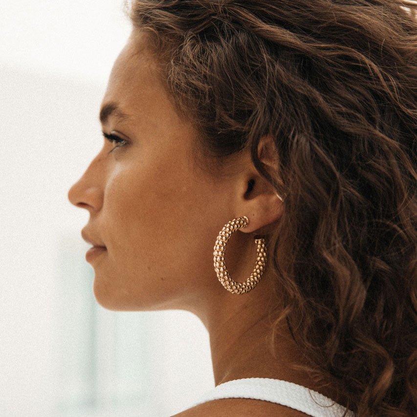 LOTT.gioielli Creolen Popcorn klassisch, L, vergoldet