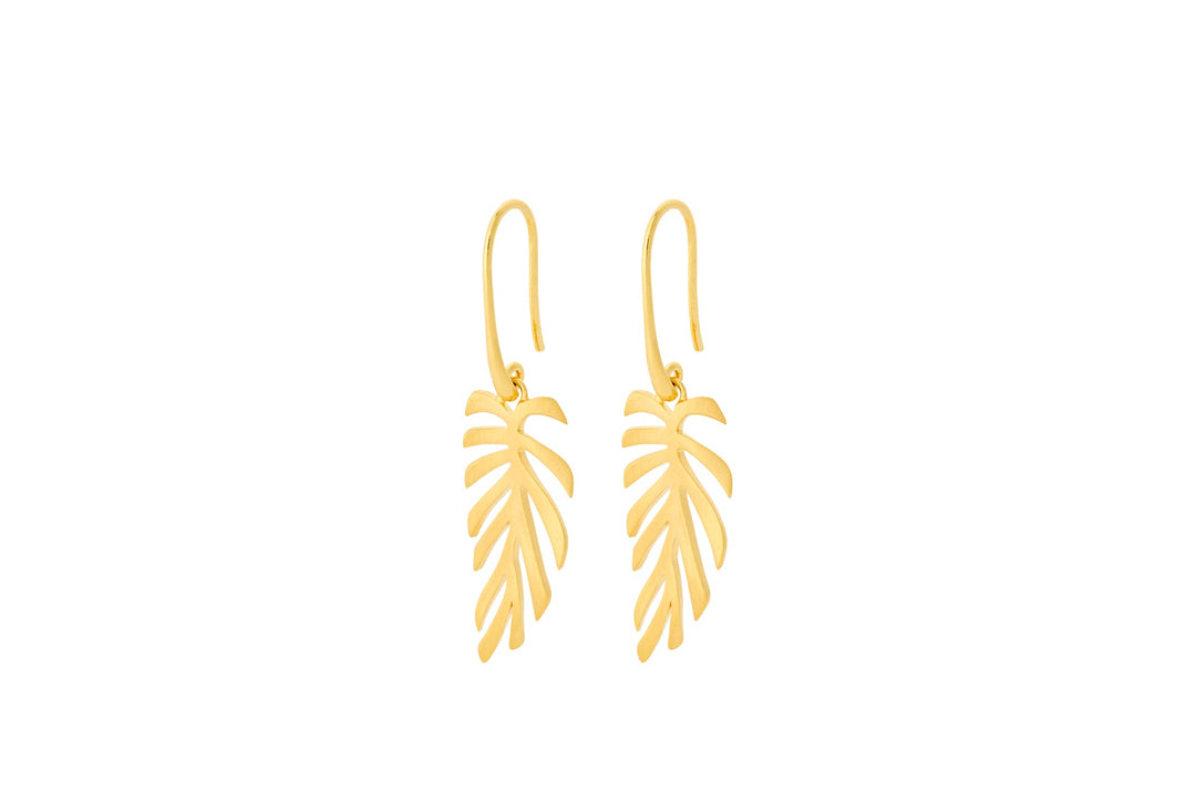 Pernille Corydon Ohrringe Fern Leaf, vergoldet