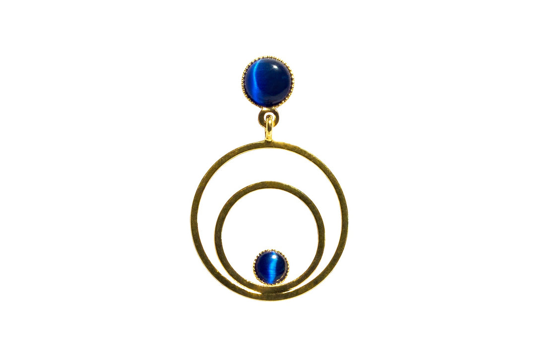 Raspe Ohrringe Circle klein, blau, vergoldet
