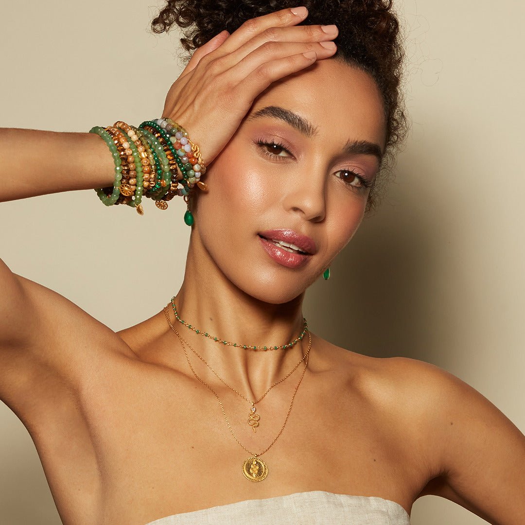 Satya Jewelry Kette Eternal Energy Snake Coin, vergoldet